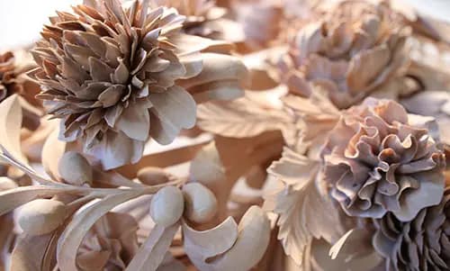 Deeply carved limewood flowers and foliage, custom wood carving by Alexander Grabovetskiy.